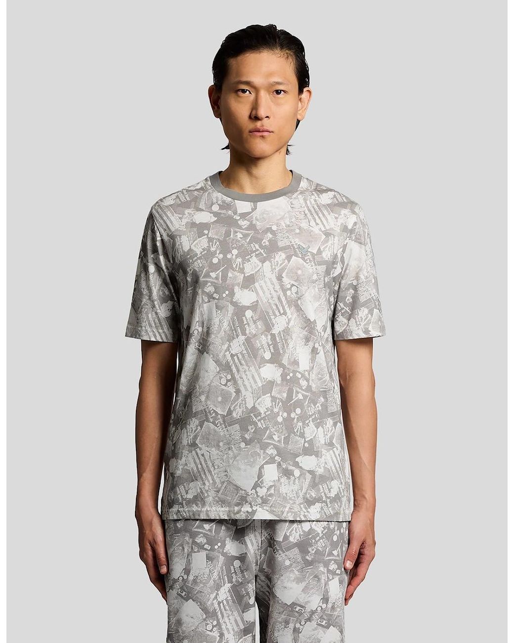 Lyle & Scott Gray Industrial Graphic Print T-Shirt for men