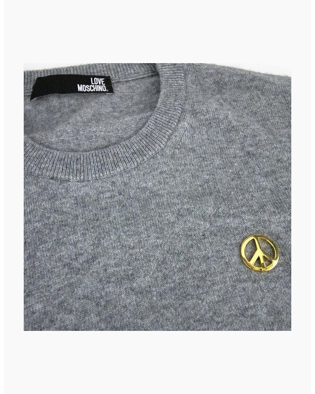 Love Moschino Gray Peace Logo Knit Sweater Sa30 for men