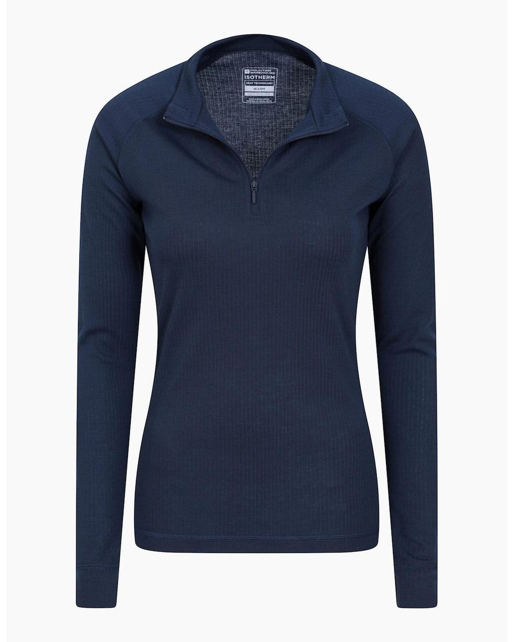 Mountain Warehouse Blue Ladies Talus Zip Neck Long-Sleeved Thermal Top