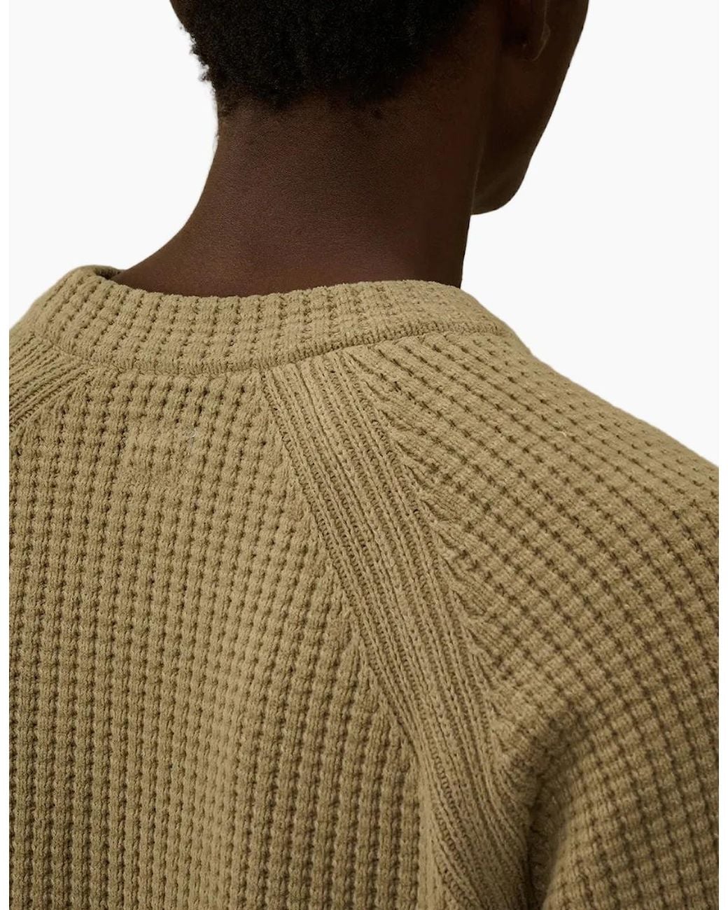 C P Company Green Chenille Waffle Knit Lens Jumper for men