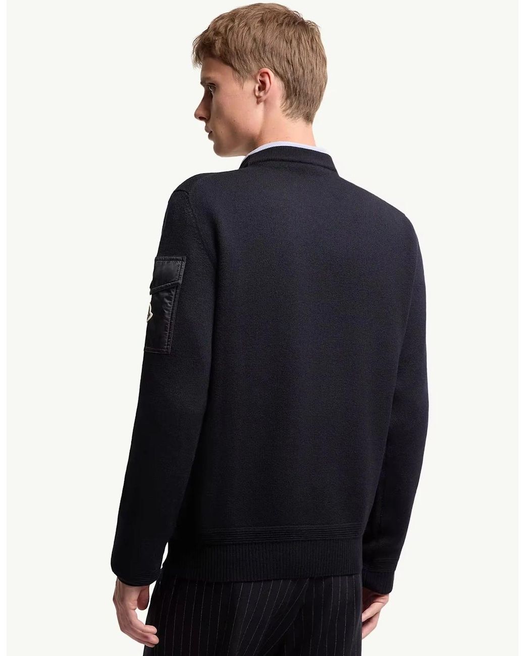 Moncler Blue Sleeve Pocket Sweater for men