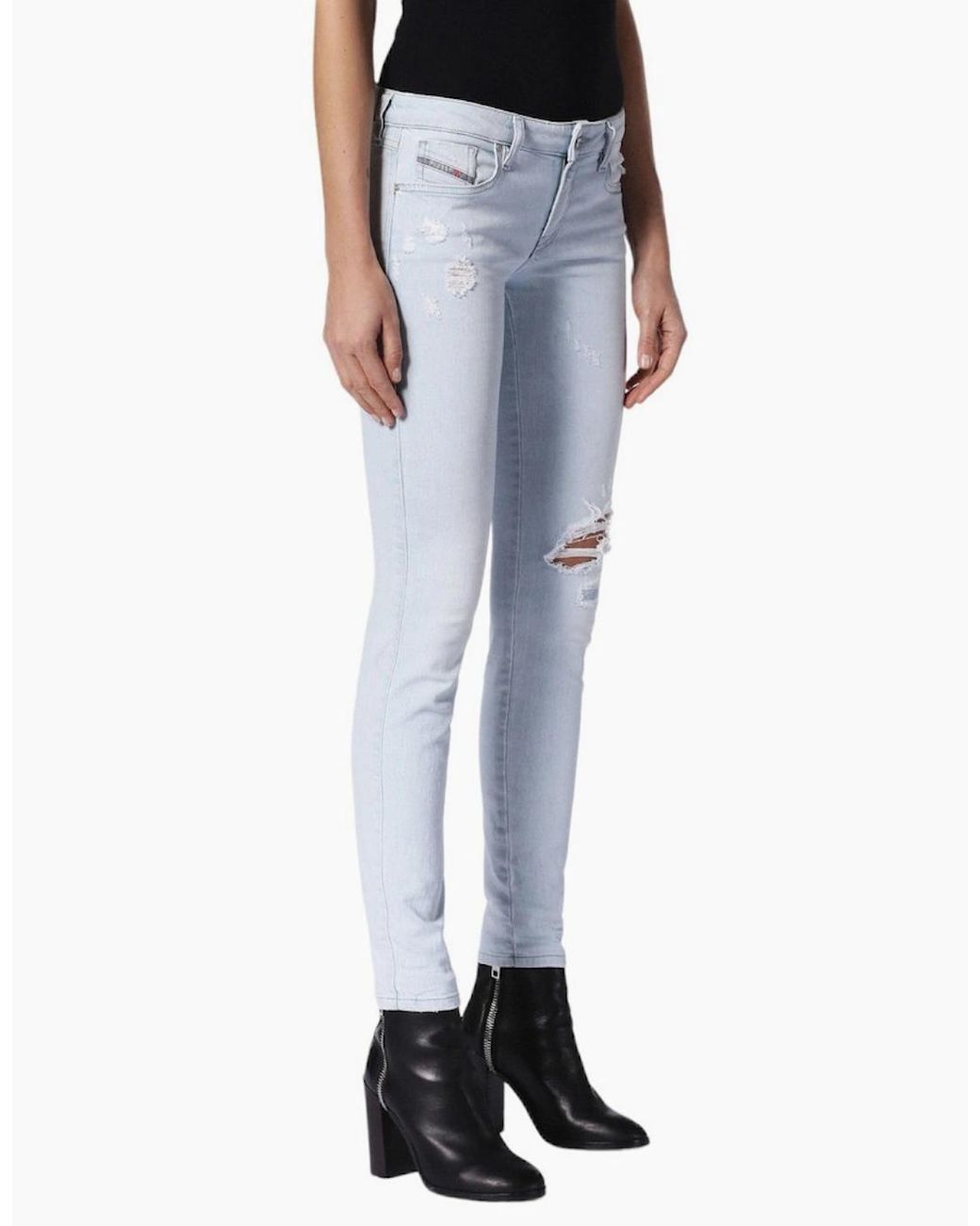 DIESEL Blue Gracey 0689L Jeans Super Slim Skinny Low Waist Fit Pants