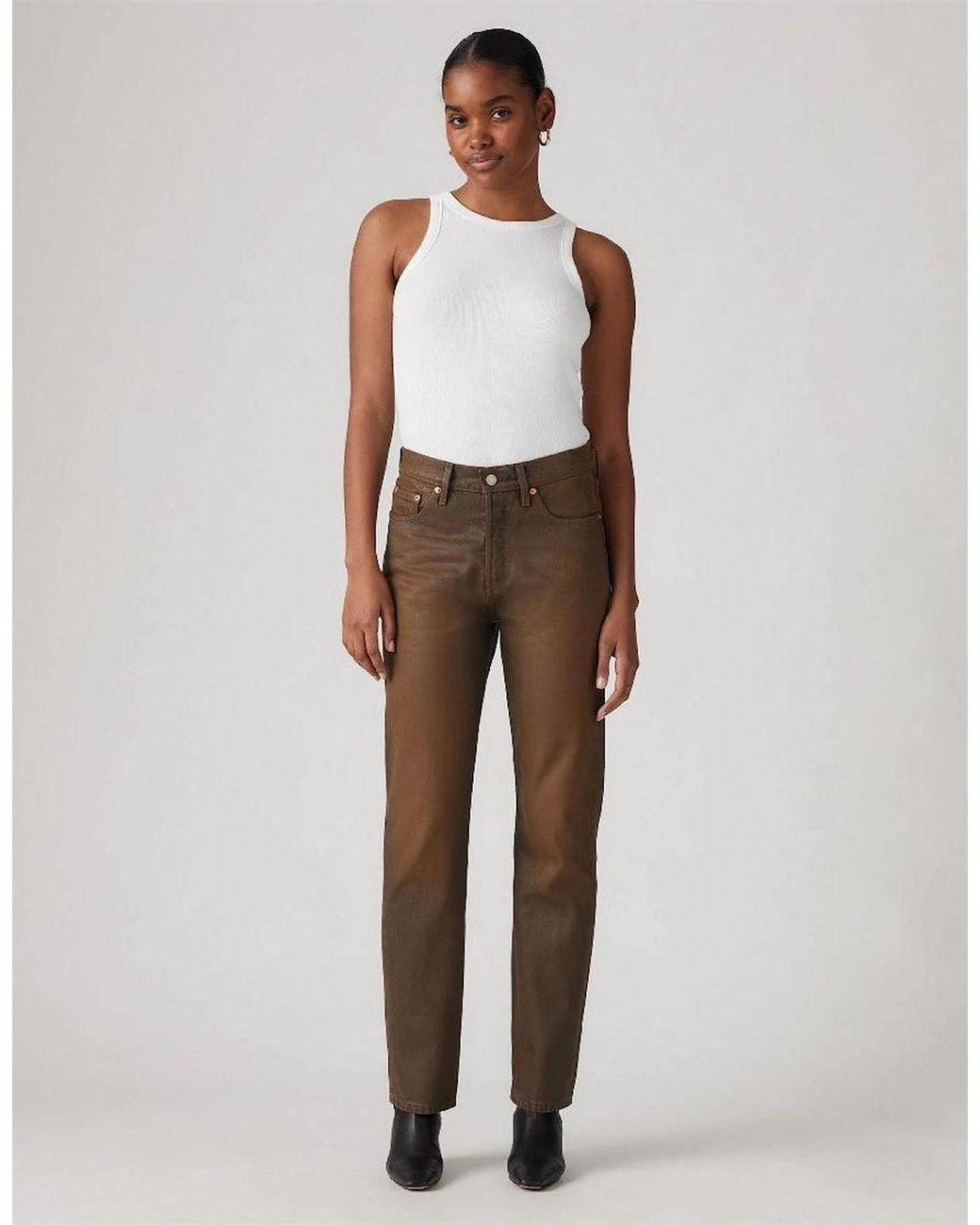 Levi's Brown 501 Straight Leg Five Pocket Jeans