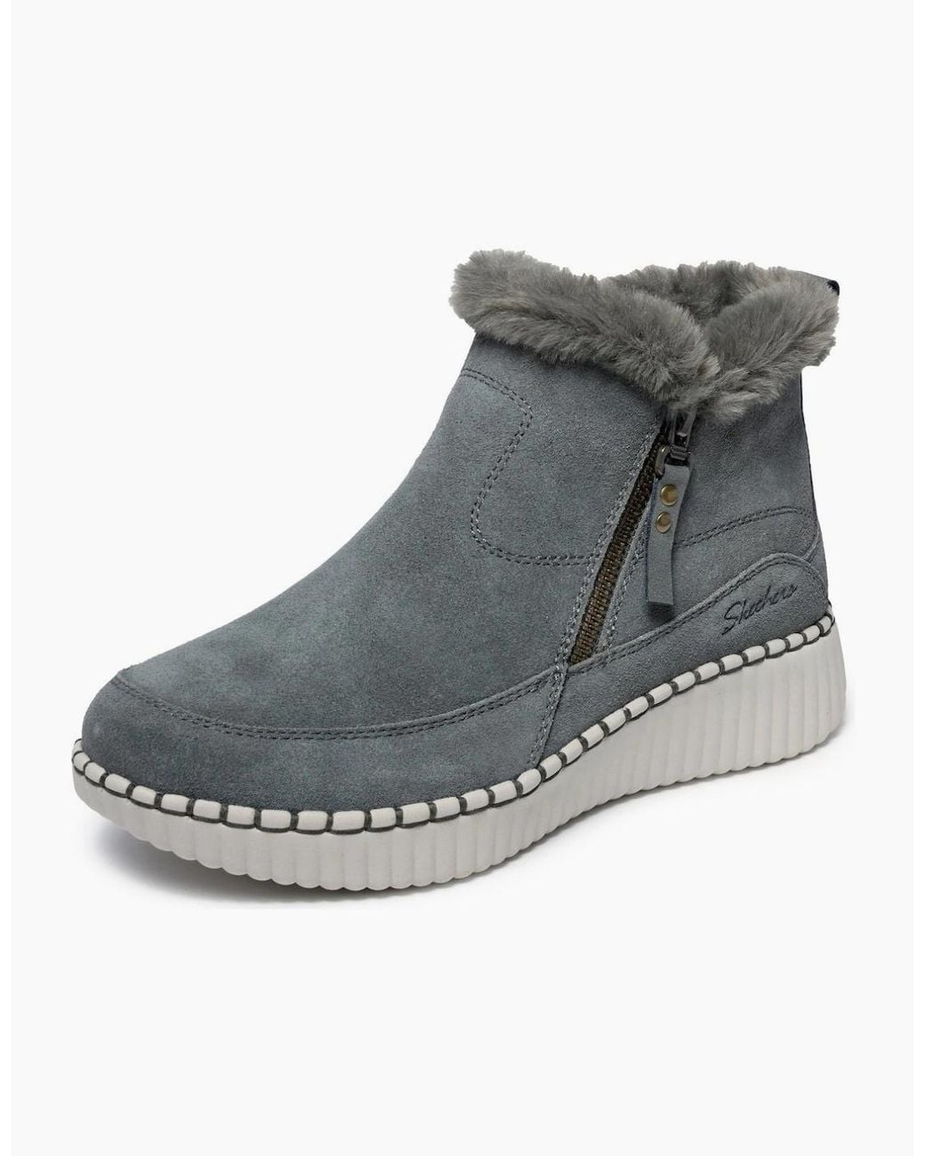 Skechers Gray Wilshire Blvd Fresh Zip Ankle Boots