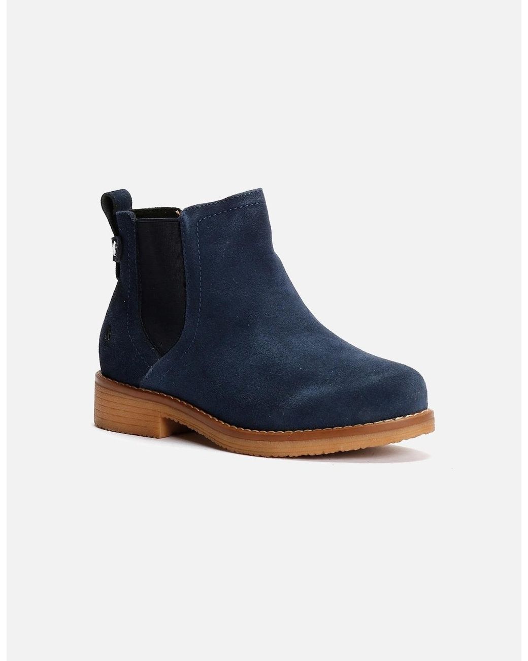 Hush Puppies Blue Maddy Wide Suede Flat Chelsea Boots