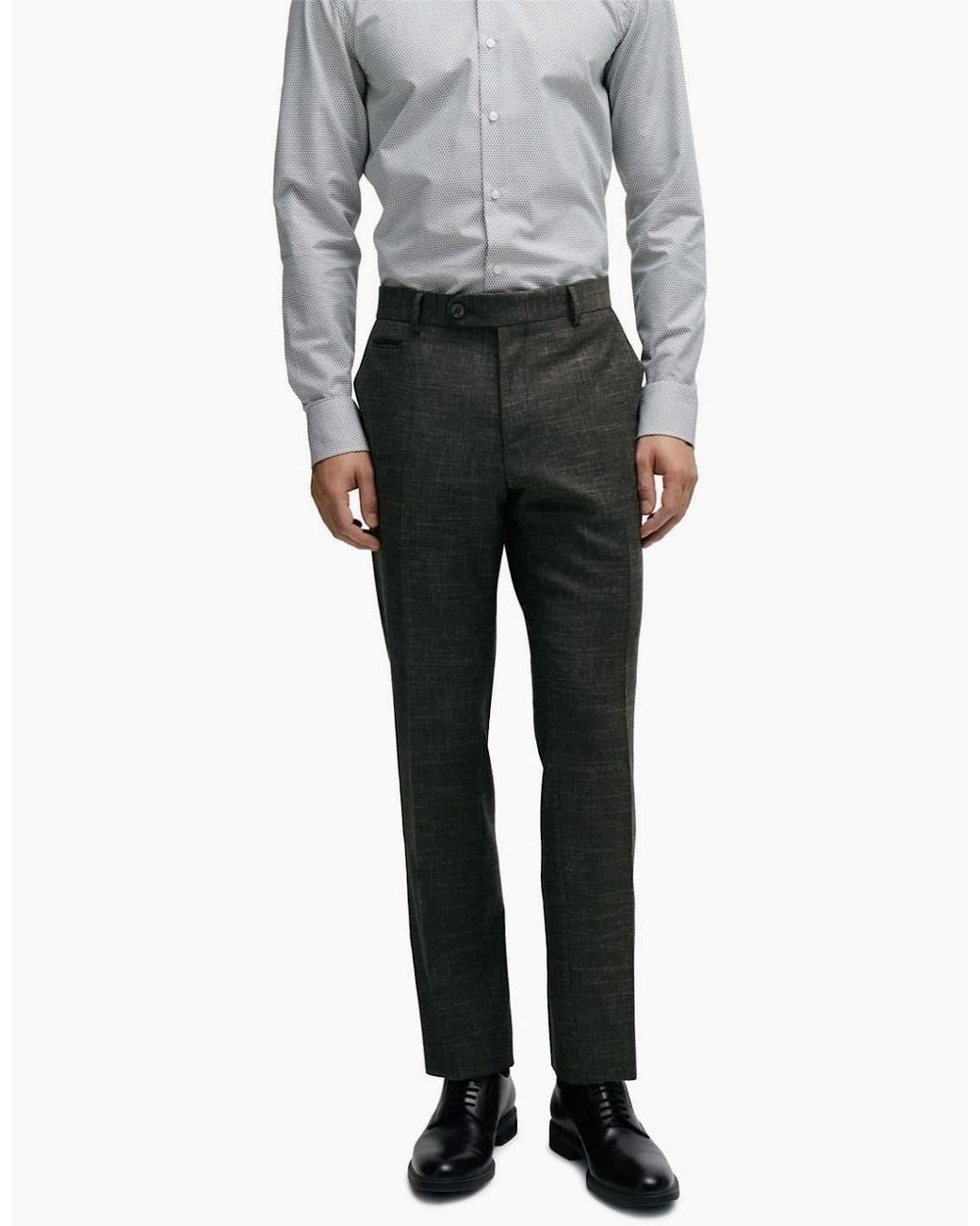 Boss Gray Genius 241 Slim Cut Trousers for men