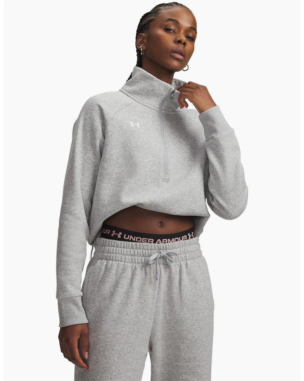 Under Armour Gray Ua Rival Funnel Neck Long Sleeve Raglan Sweatshirt
