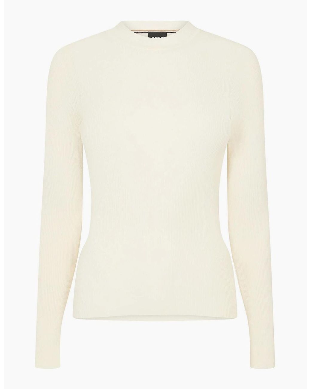 Boss White Mock Neck Long Sleeve Slim Fit T-Shirt