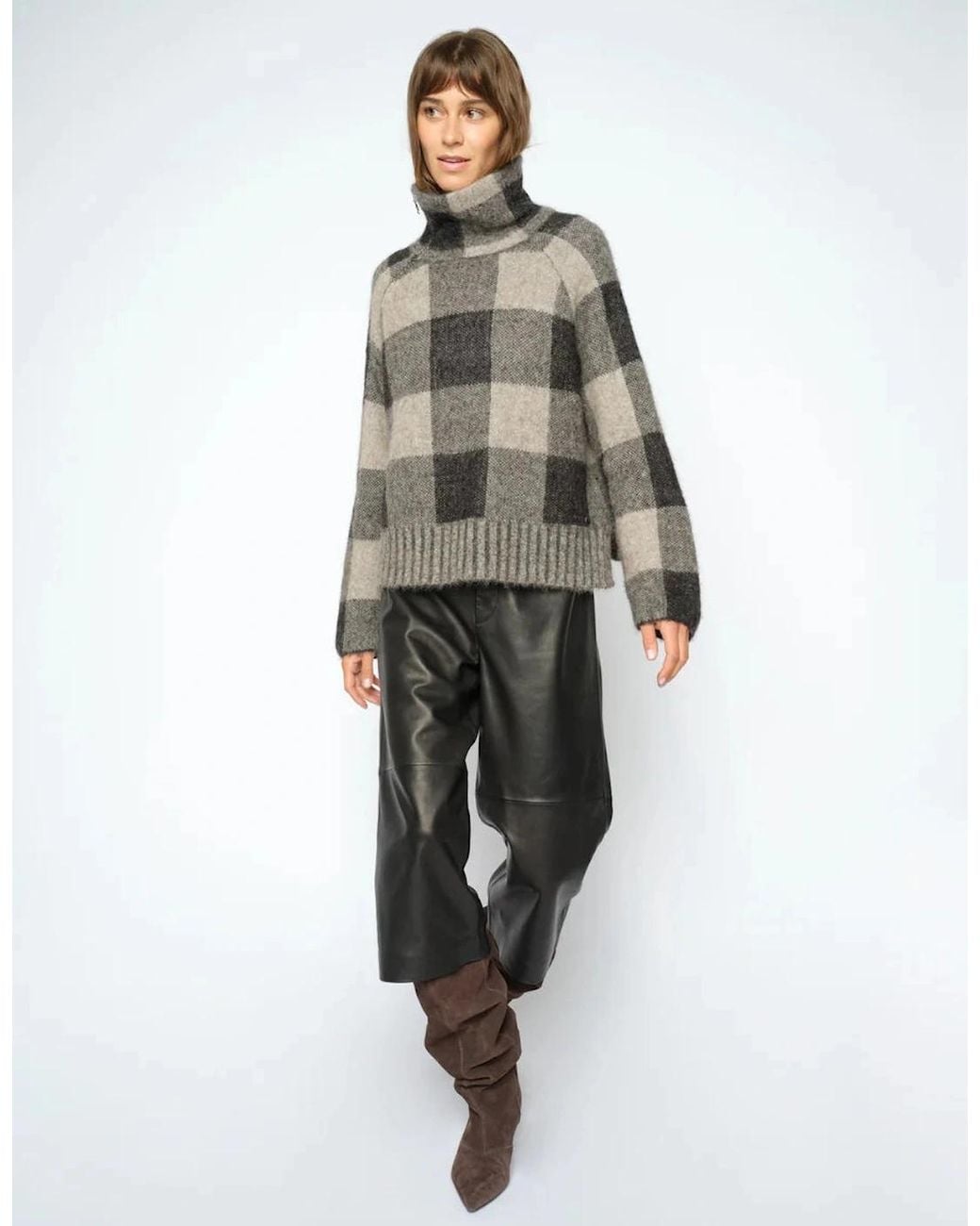 Mos Mosh Gray Maija Check Knit