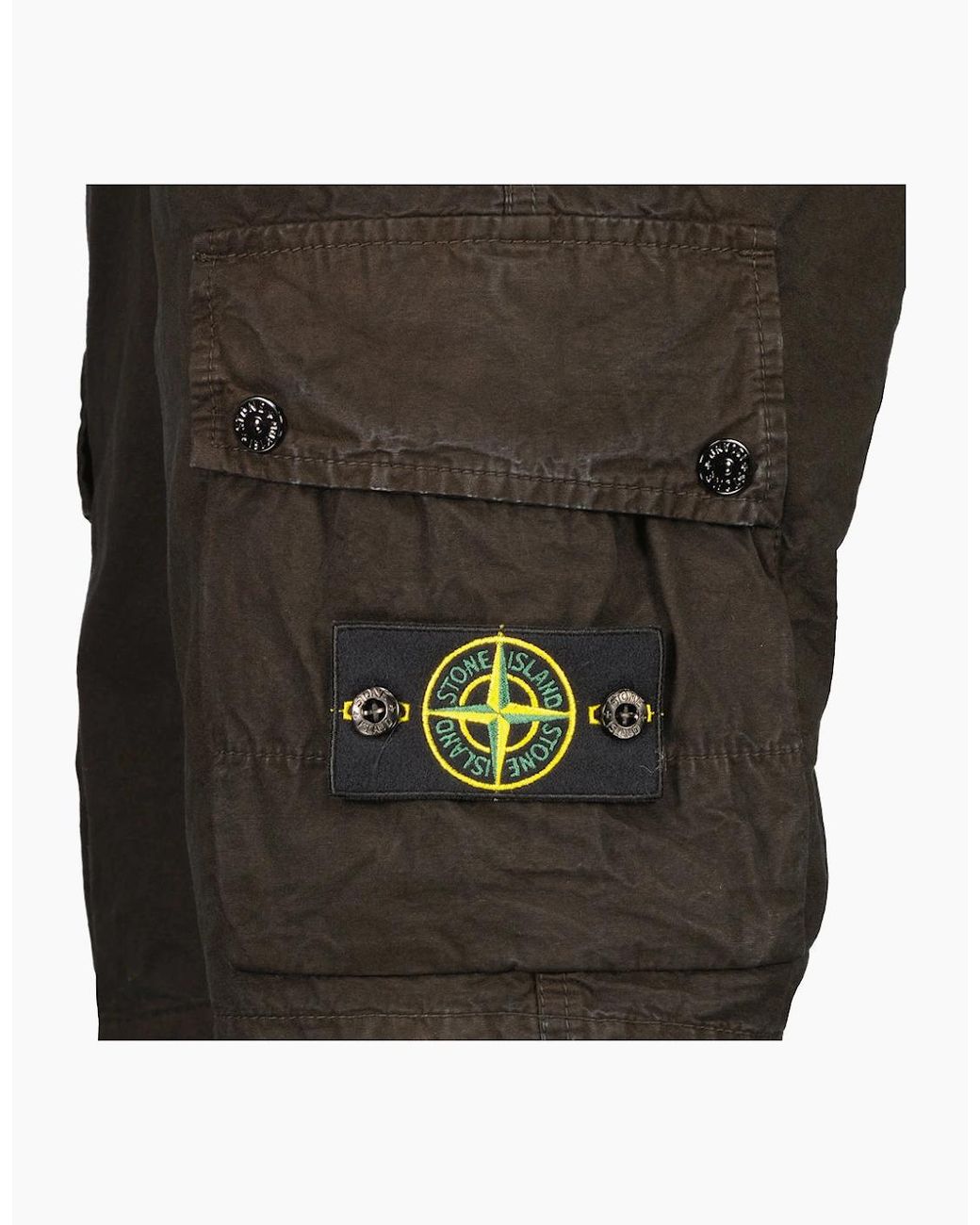 Stone Island Gray Old Effect Cargo Shorts for men