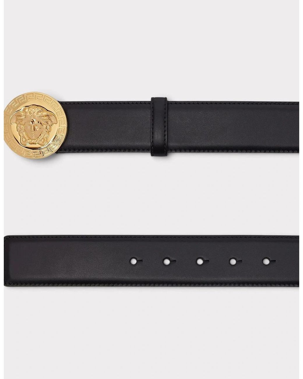 Versace Black Round Medusa Head Belt