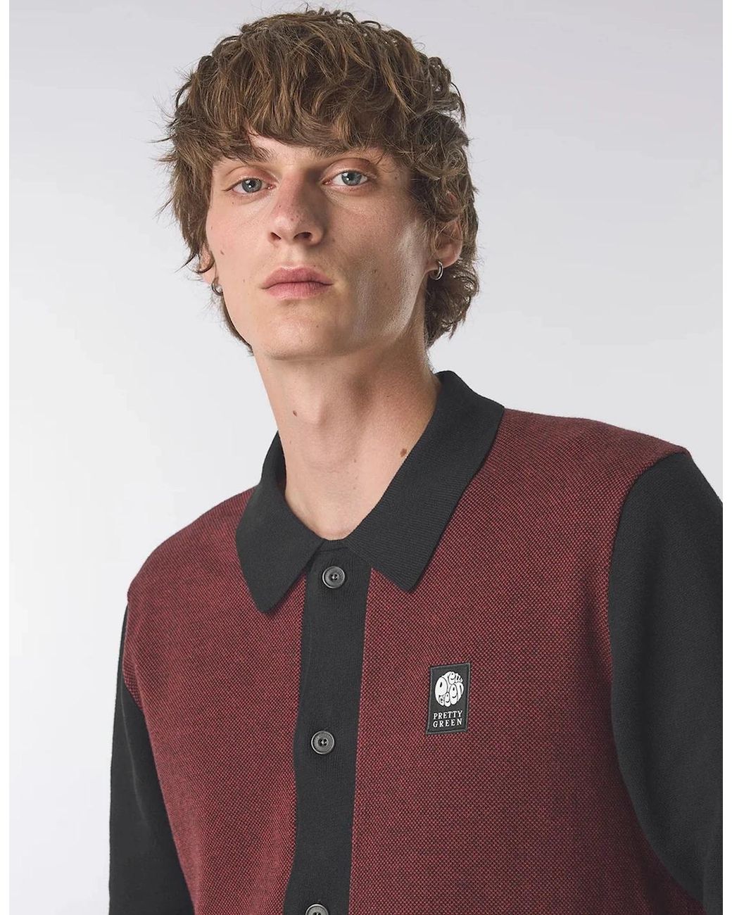 Pretty Green Black Roxy Long Sleeve Knit Shirt for men