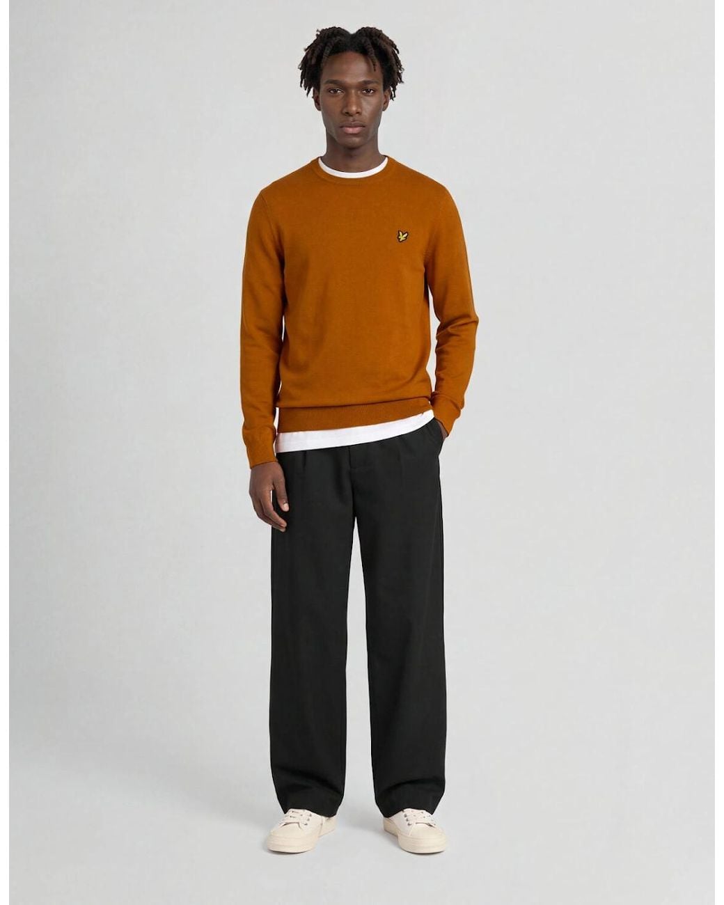 Lyle & Scott Brown Cotton Merino Crew Neck Jumper for men