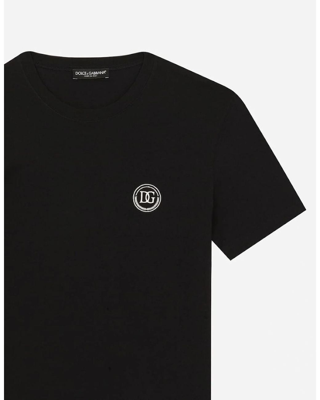 Dolce & Gabbana Black Embroidered Dg Logo T-Shirt for men