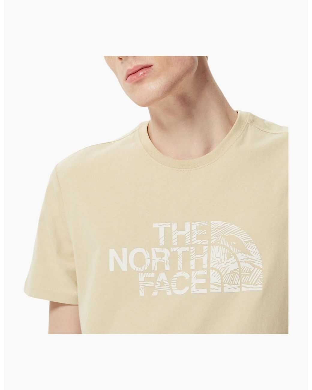 The North Face Natural T Shirts Woodcut Dome Short Sleeve Crew Neck Soft Cotton Tee for men