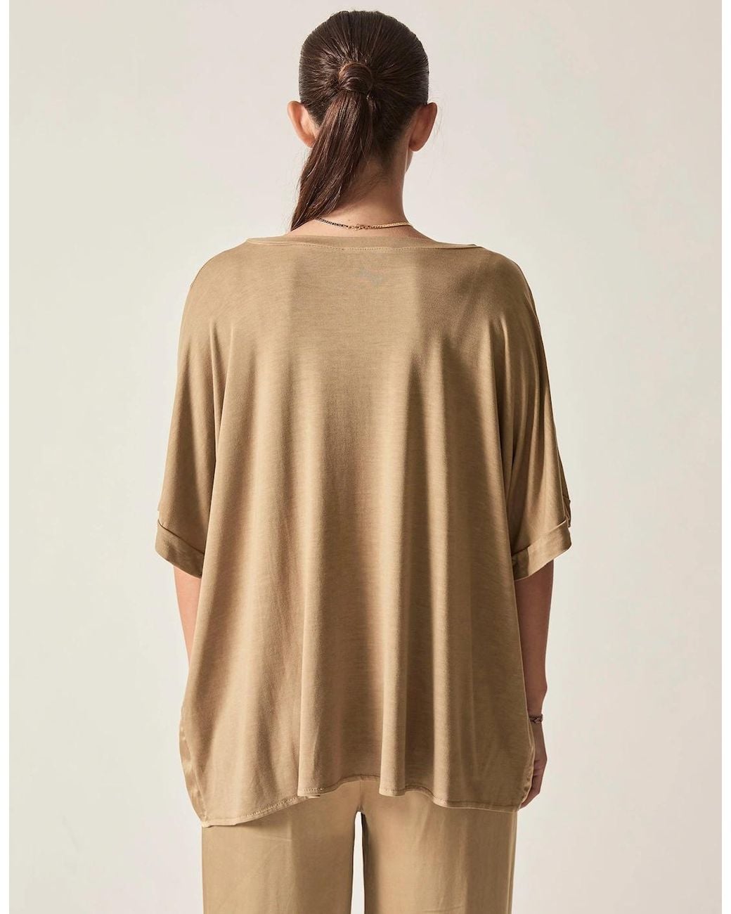 James Lakeland Natural Camel Button Detail Relaxed Fit Top