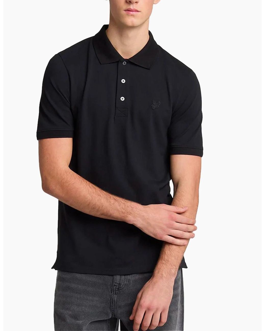Lyle & Scott Black Lyle & Scott Tonal Superfine Polo Shirt for men