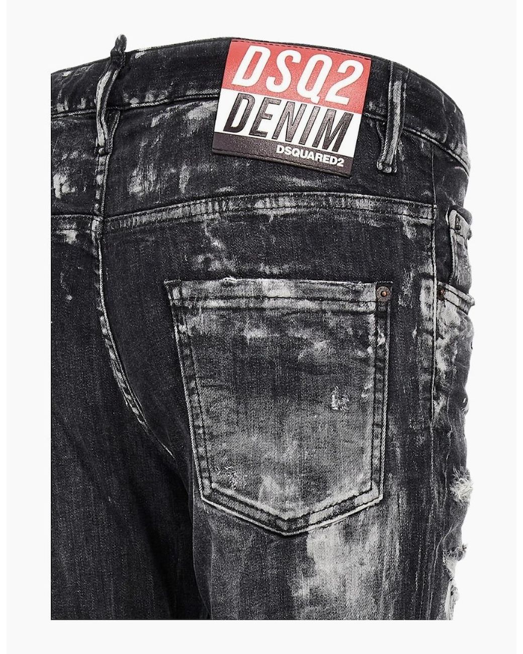 DSquared² Gray Super Twinky Jean Destroyed Paint Effect Jeans for men