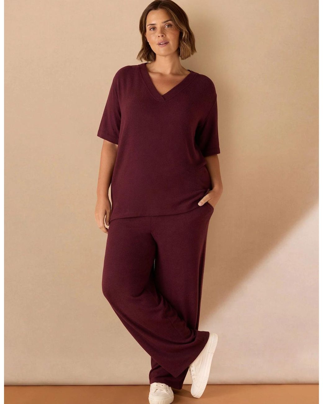 Live Unlimited London Purple Burgundy Supersoft Trouser
