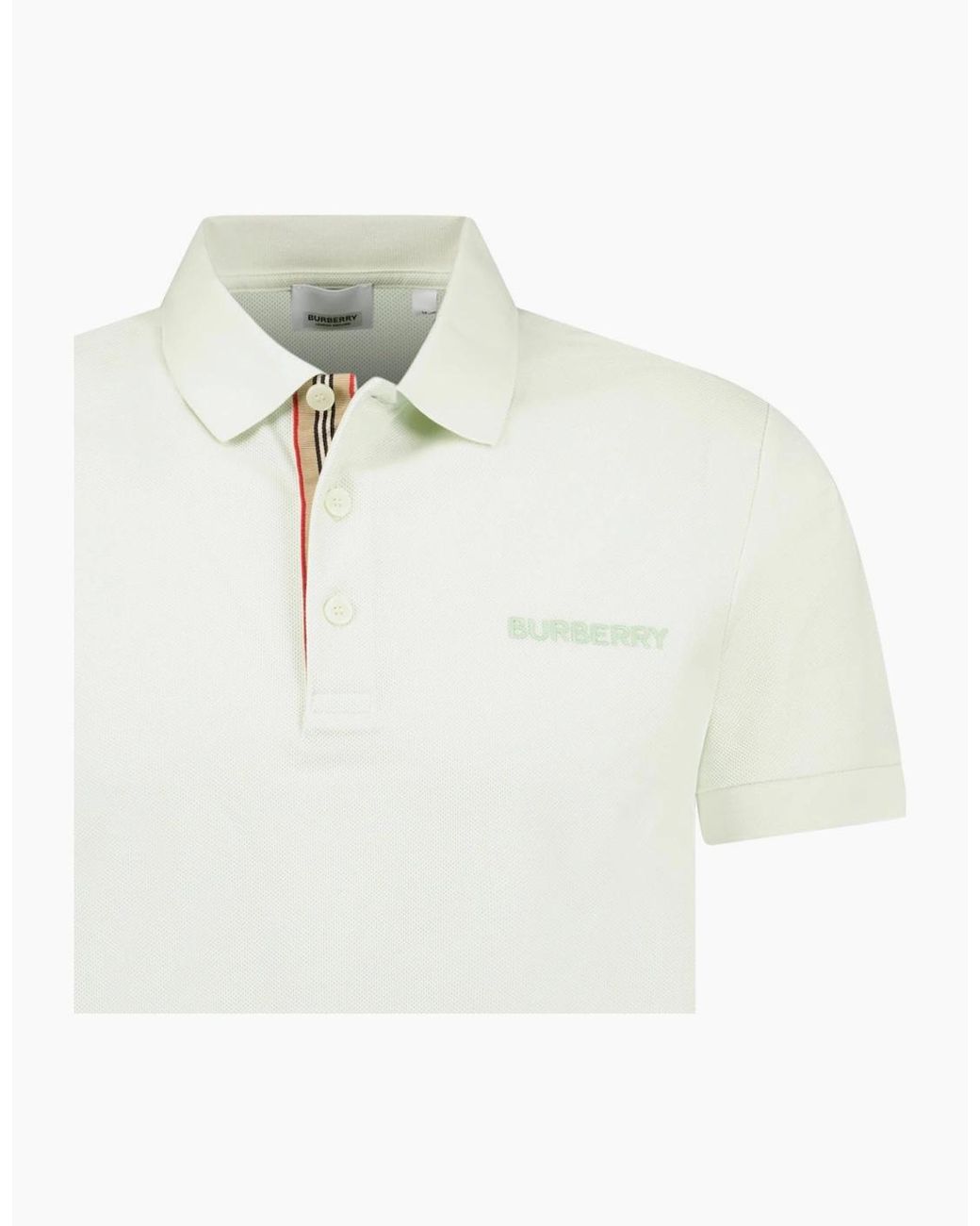 Burberry White 'Hartford' Check Placket Polo Pistachio for men