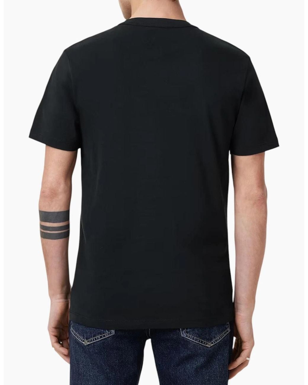 AllSaints Black T Shirts Lycra Stretch Cotton Crew Neck Short Sleeve Summer Tee for men