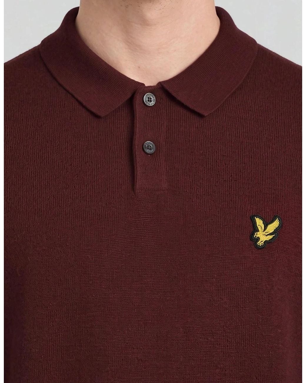 Lyle & Scott Red Lyle & Scott Archive Knitted Polo Claret Jug for men