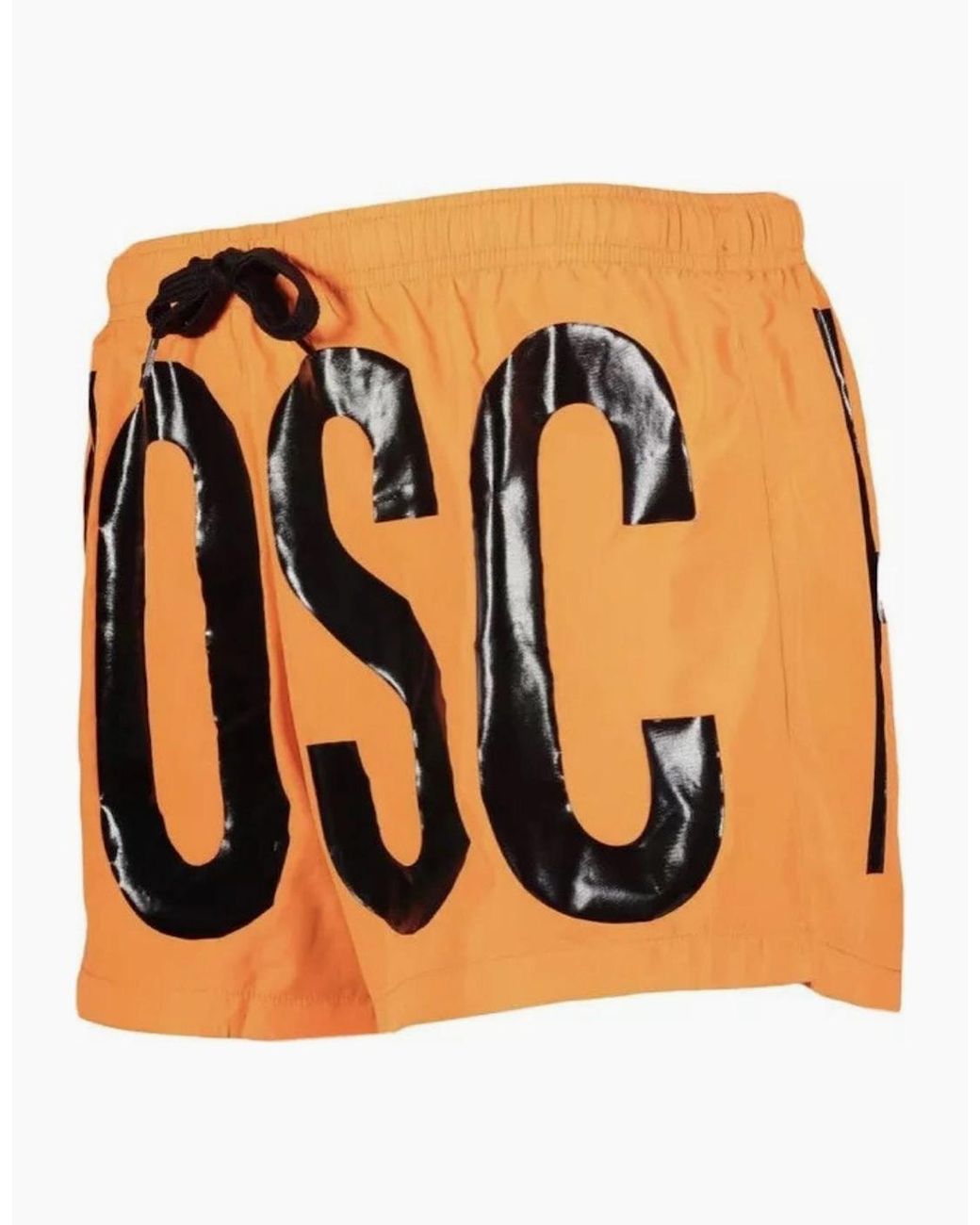 Moschino Orange Brand Print Logo Light Short Swim Shorts for men