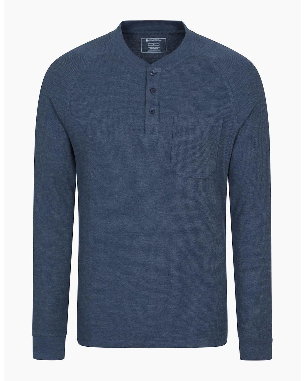 Mountain Warehouse Blue Selby Waffle Henley T-Shirt for men