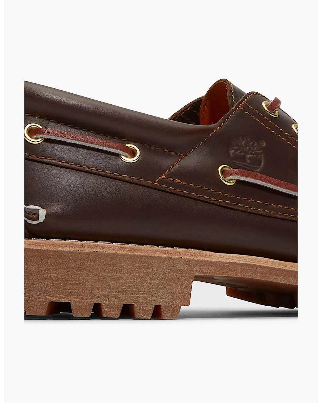 Timberland Brown Authentic 3-Eye Lug Handsewn Boat Shoe for men