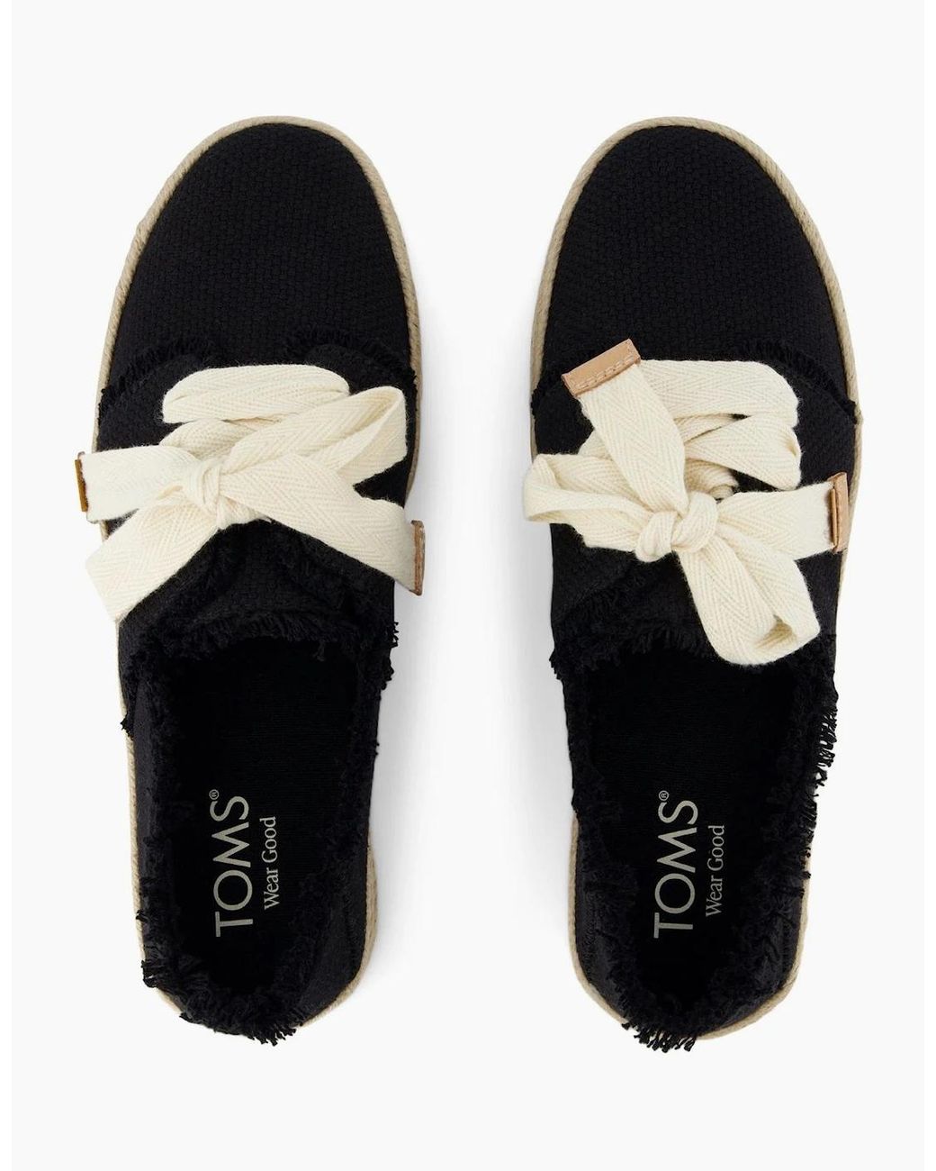 TOMS Black Carolina Lace Up Espadrille Shoes