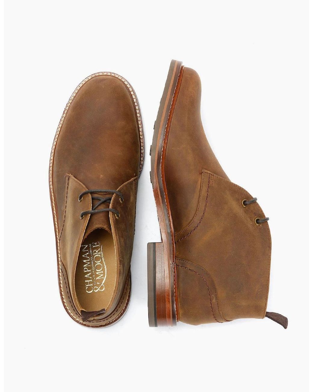 Chapman & Moore Brown Country Chukka Oiled Leather Tan Boots for men