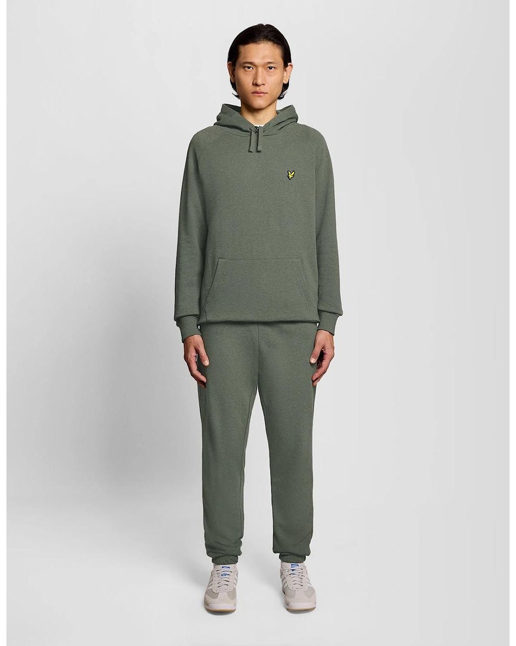 Lyle & Scott Green Cotton Marl Raglan Hoodie for men