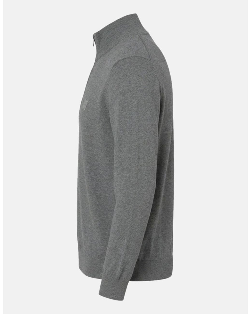 Boss Gray Boss Kanobix Zip Neck Jumper