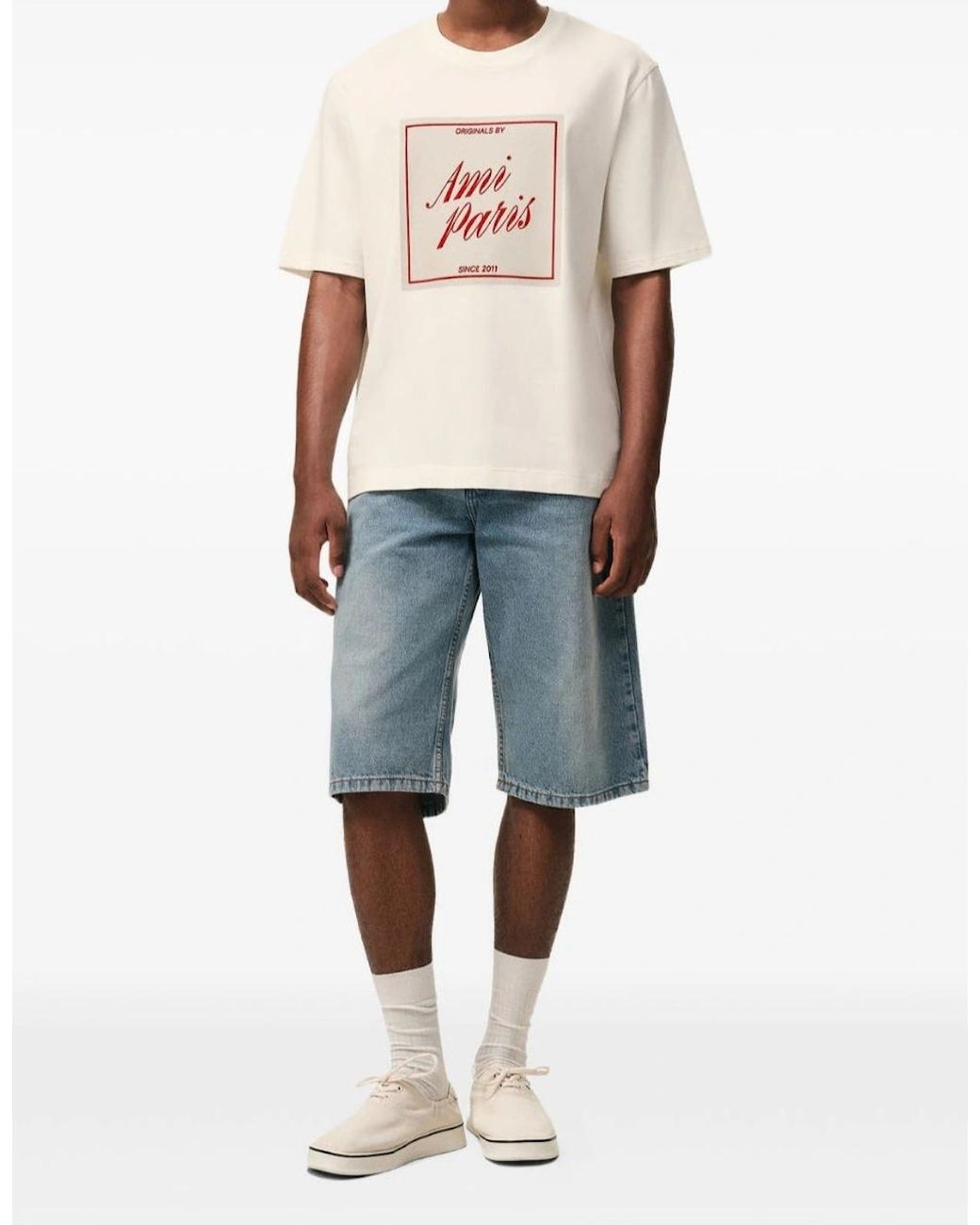 AMI White Ami Heritage Printed Graphic T-Shirt for men