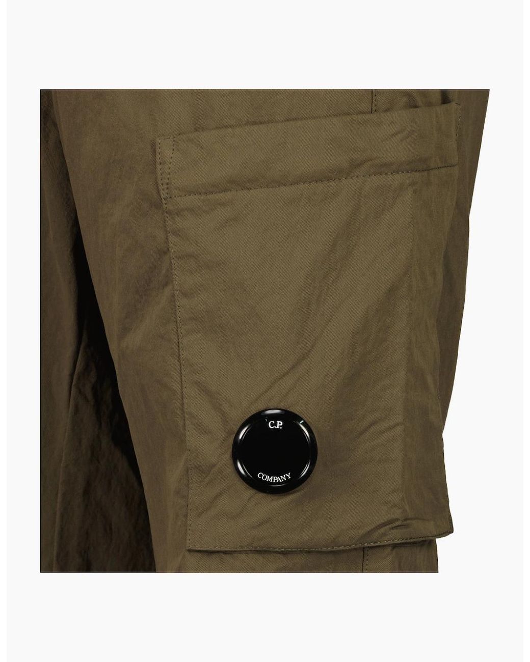 C P Company Green Diagonal Flatt Nylon Lens Cargo Pants for men