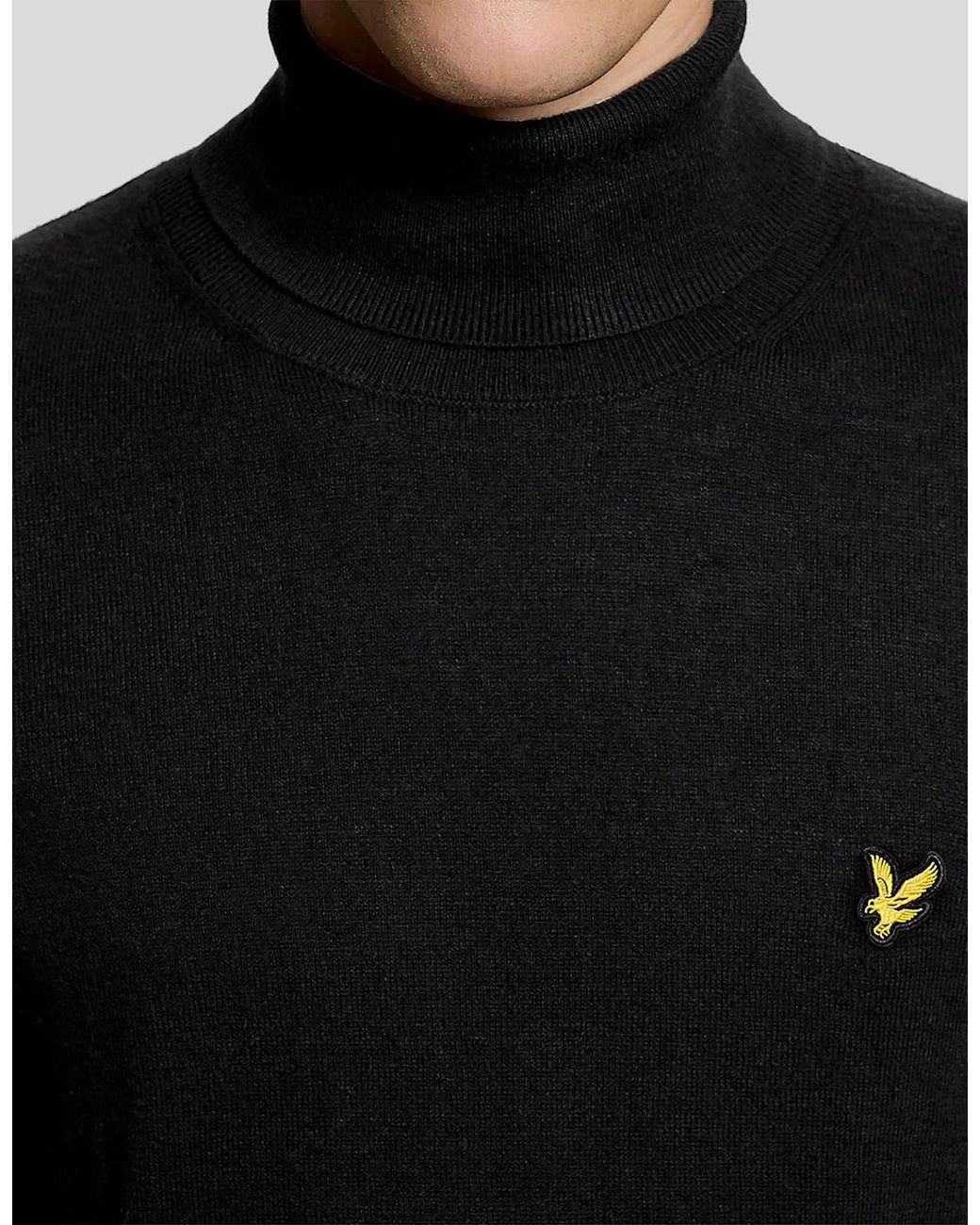 Lyle & Scott Black Cotton Merino Turtleneck Jumper for men