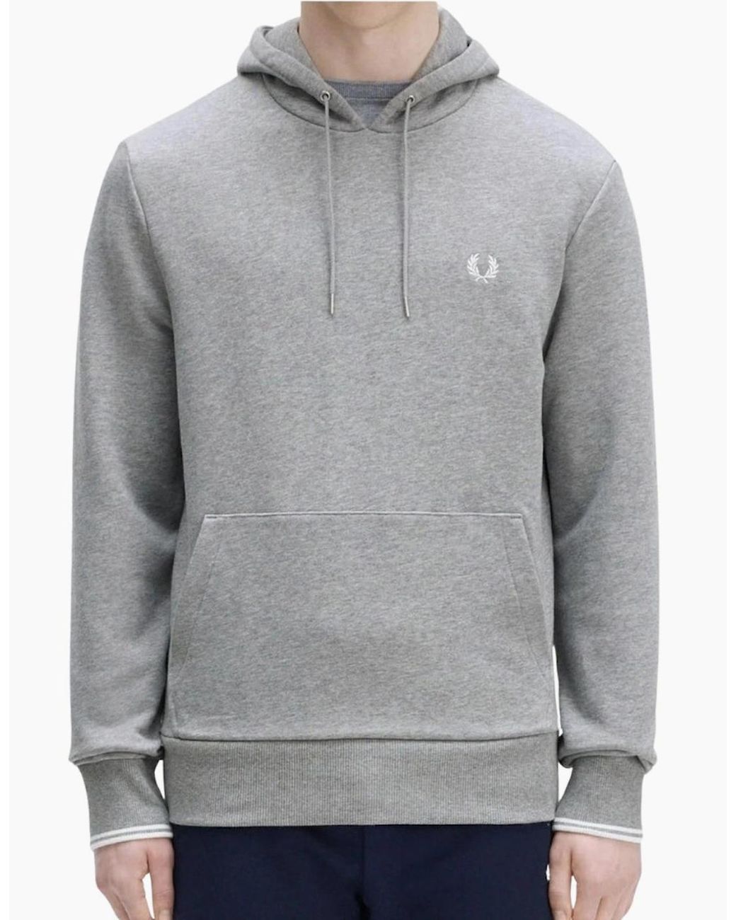 Fred Perry Gray Tipped Marl Hoodie for men