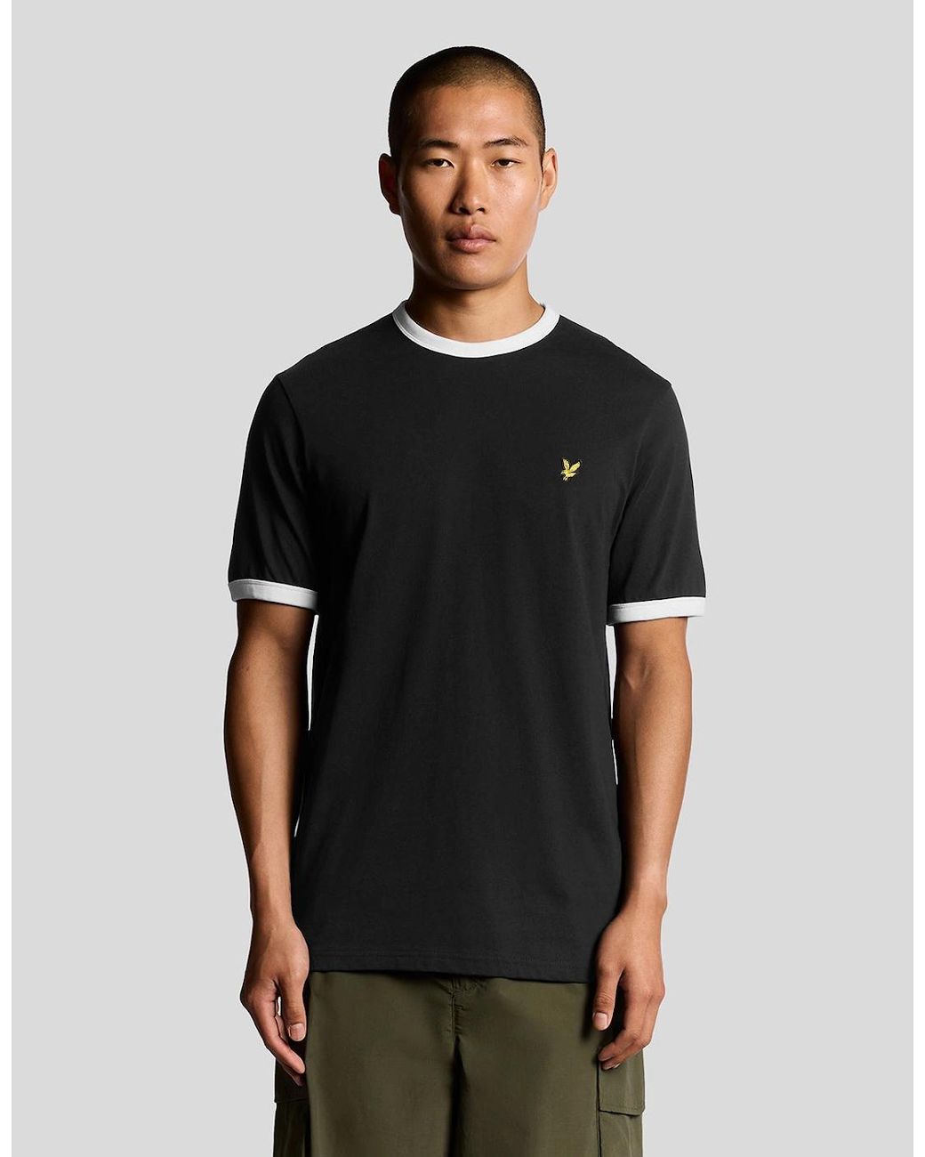 Lyle & Scott Black Ringer Cotton Crew Neck T-Shirt for men