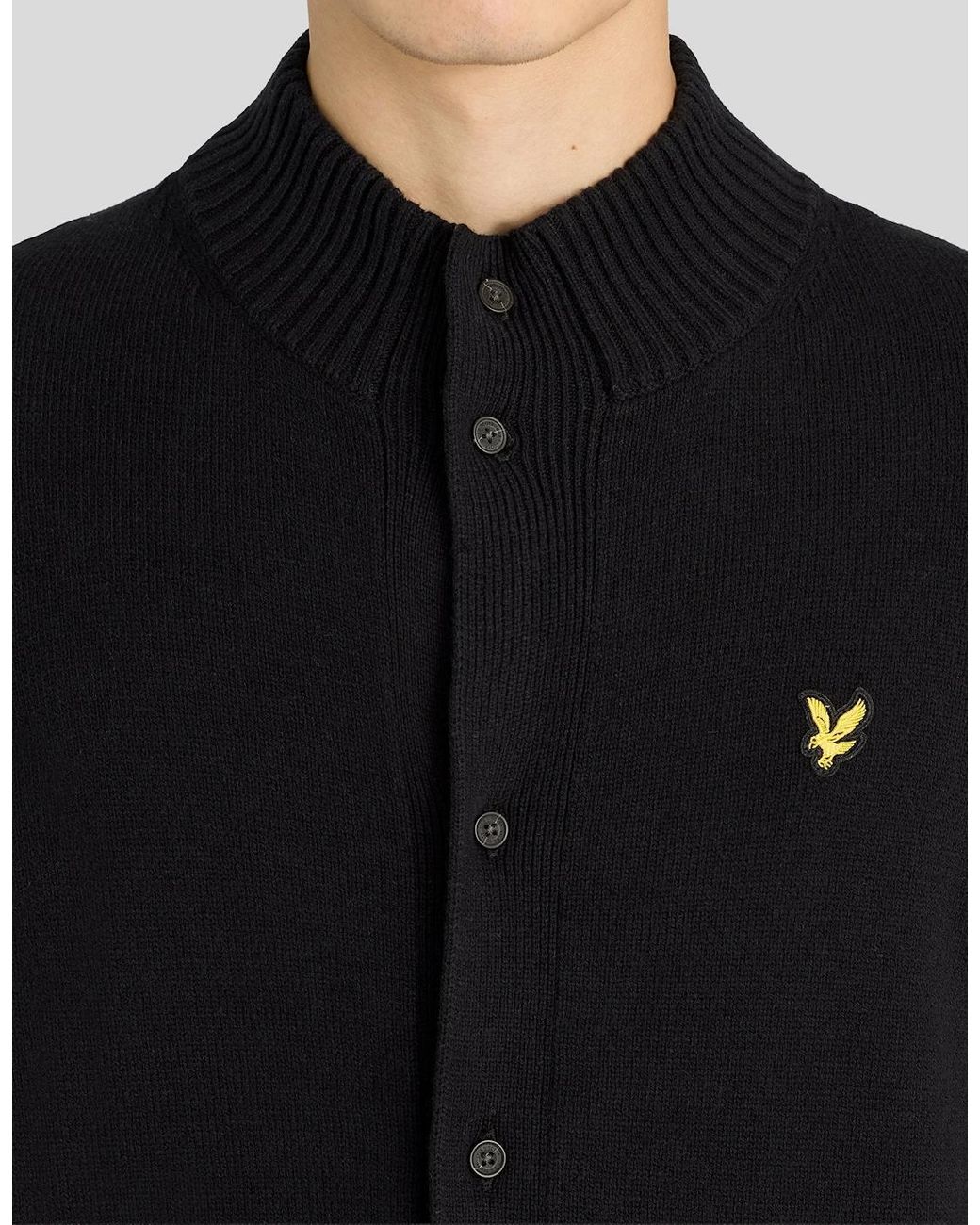 Lyle & Scott Black Rib Detail Button Cardigan for men