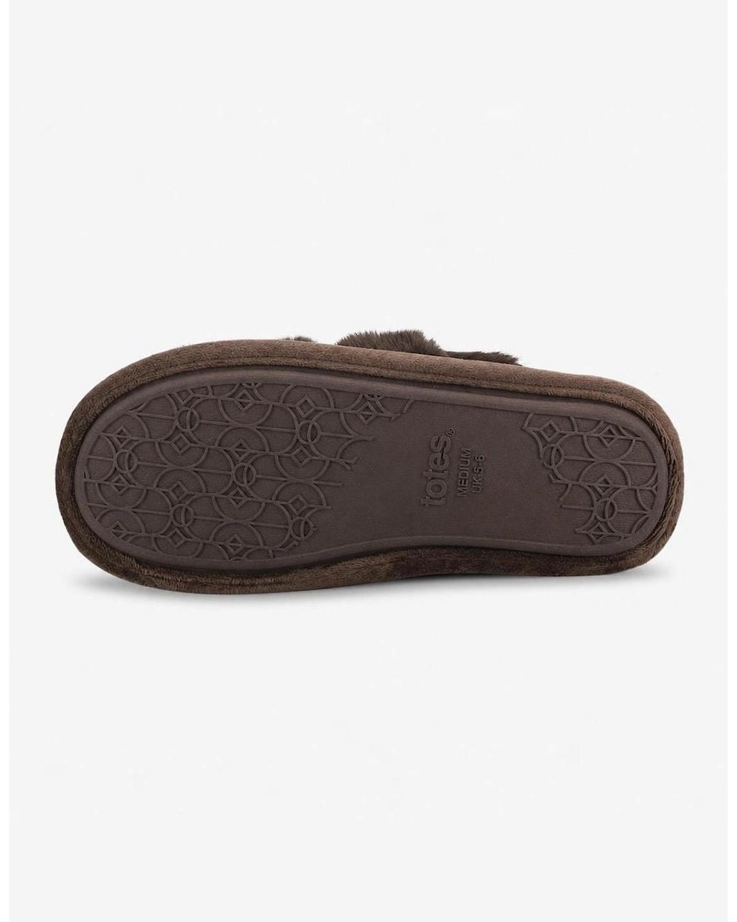 Totes Brown Toasties Cross Fur Slider Mules Chocolate