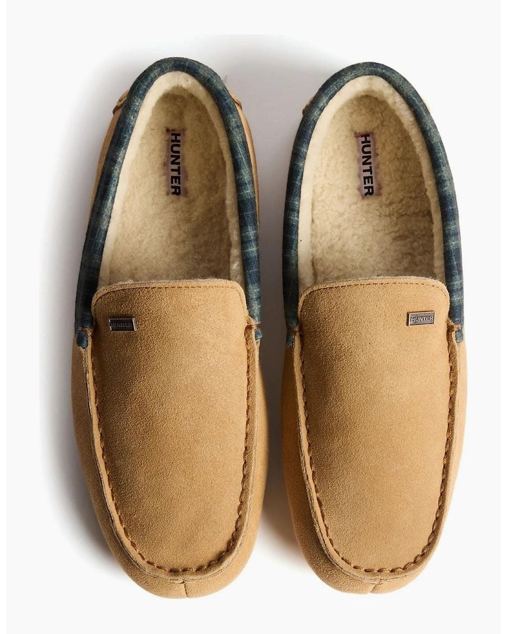 Hunter Moccassin Suede Natural Slippers for men