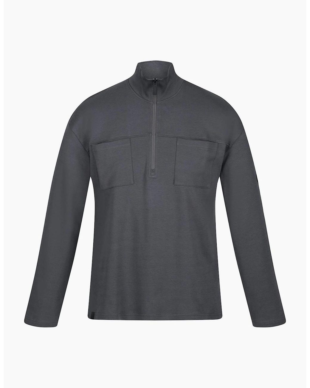 Regatta Gray Funnel Neck High Collar Long Sleeve Warm Sweatshirt for men