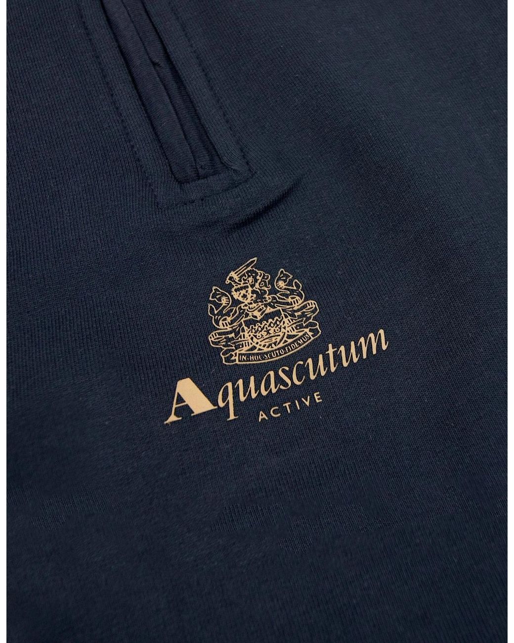 Aquascutum Blue Small Logo Quarter Zip 11 for men