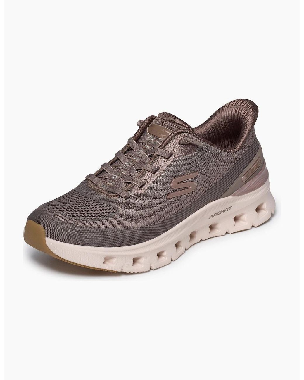 Skechers Brown Arch Fit Glide-Step Pro Golden Pace Textile Trainers