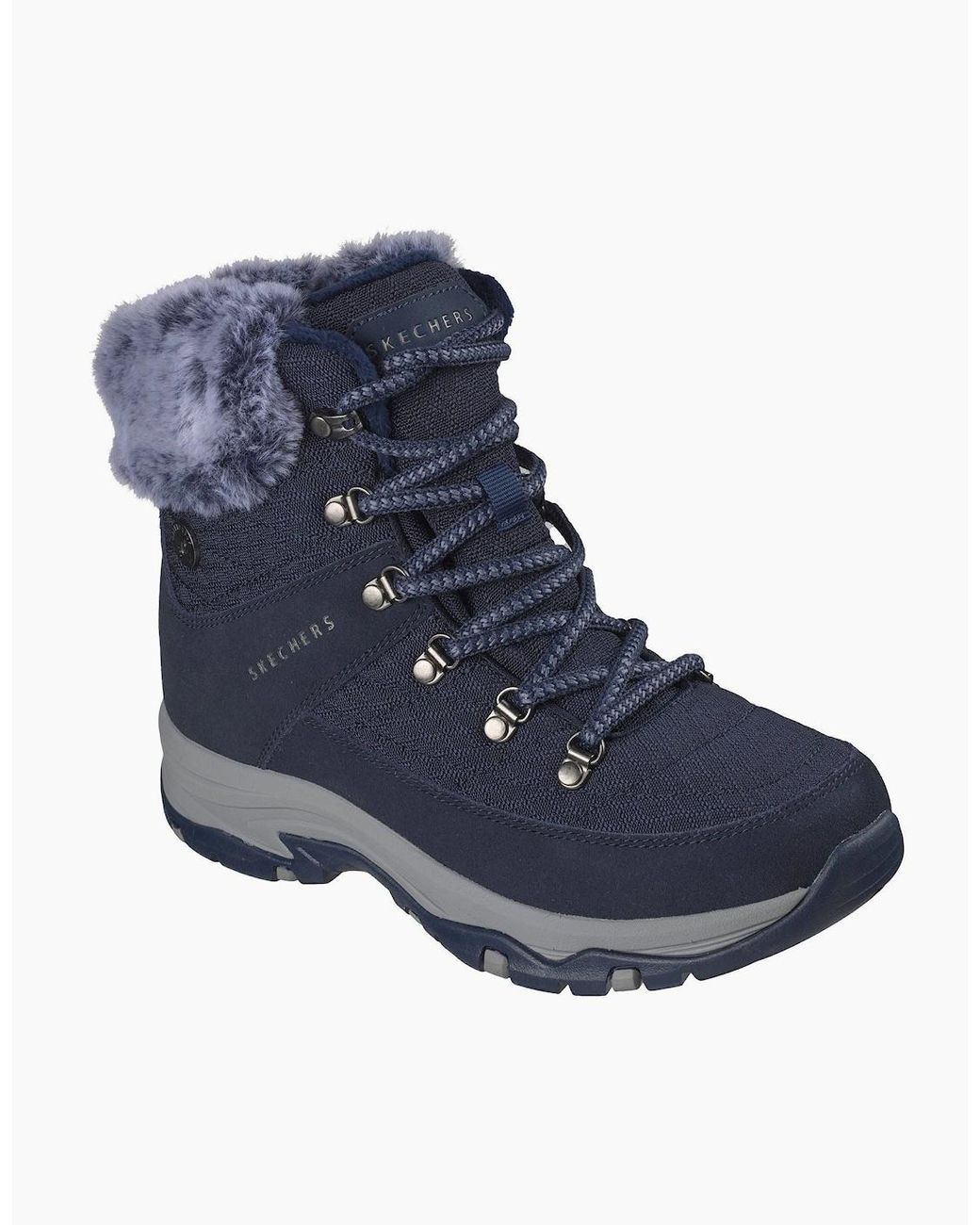 Skechers Blue Trego Stormie Frost Leather Winter Ankle Boots
