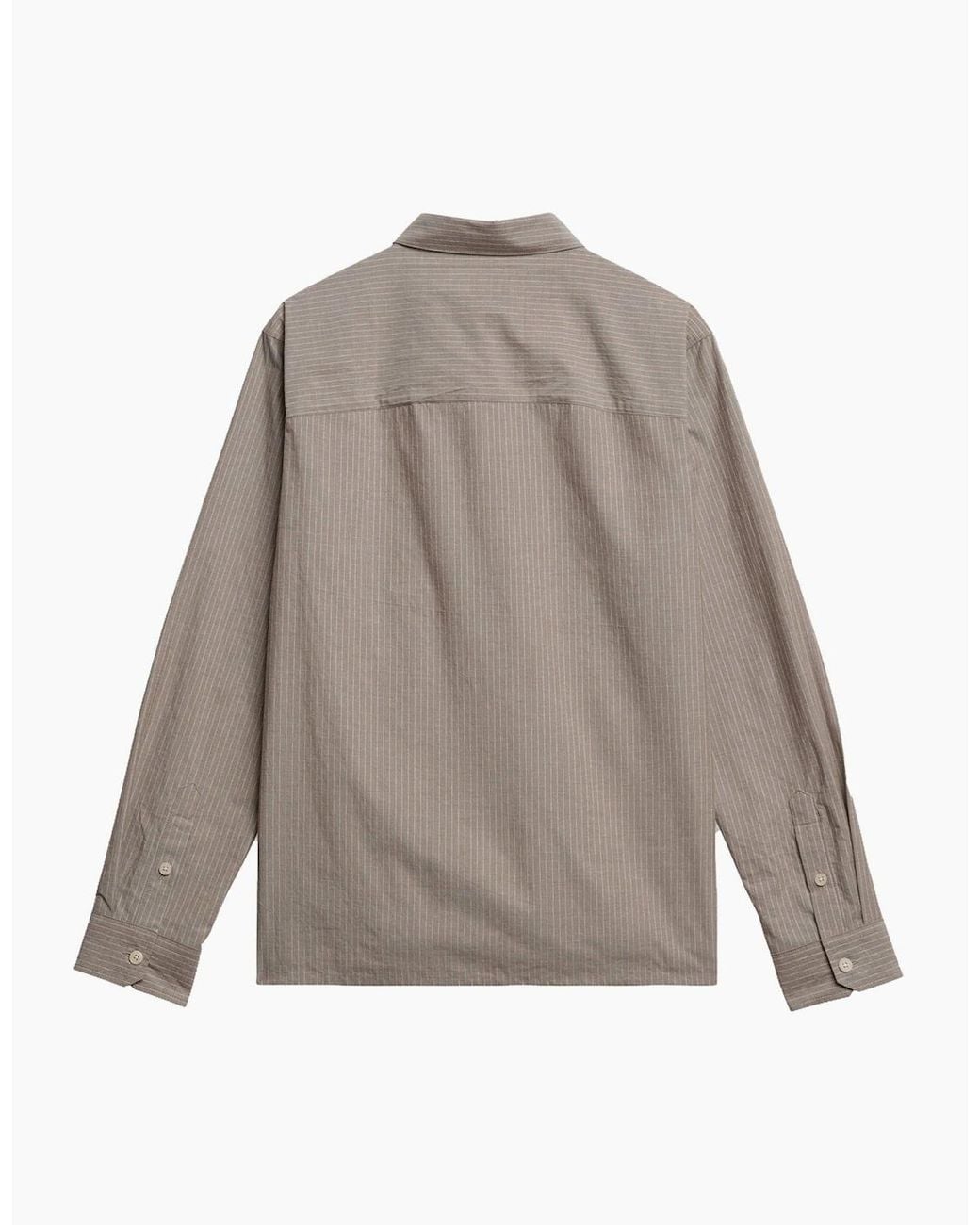 Wax London Gray Halcomb Broken Stripe Long Sleeve Shirt