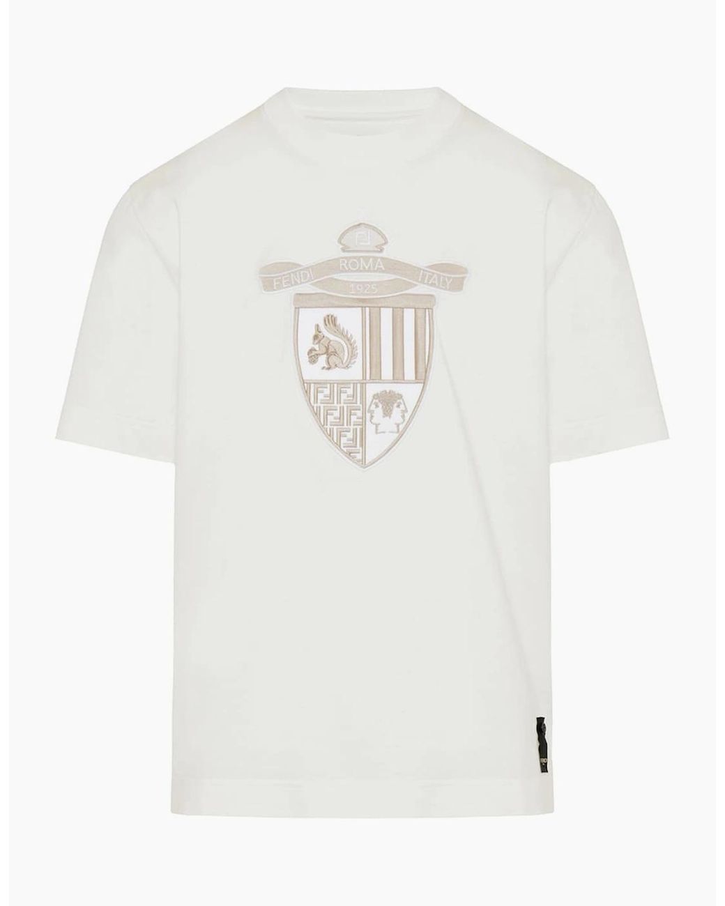 Fendi White Roma Crest Maxi Patch T-Shirt for men