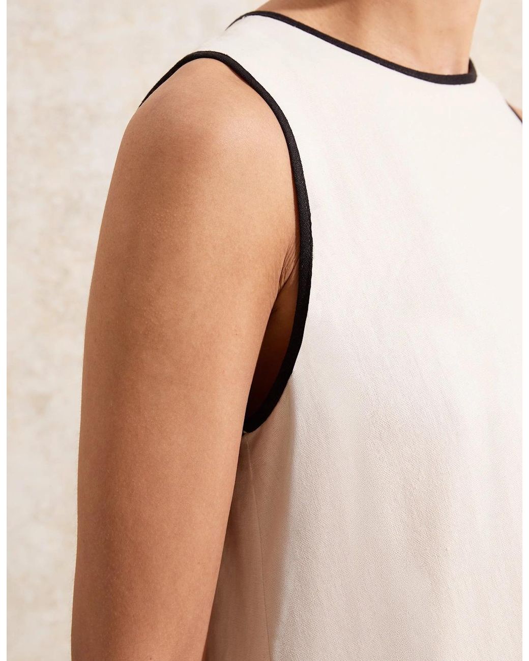 Ro&zo Natural Linen Blend Piping Detail Short Dress
