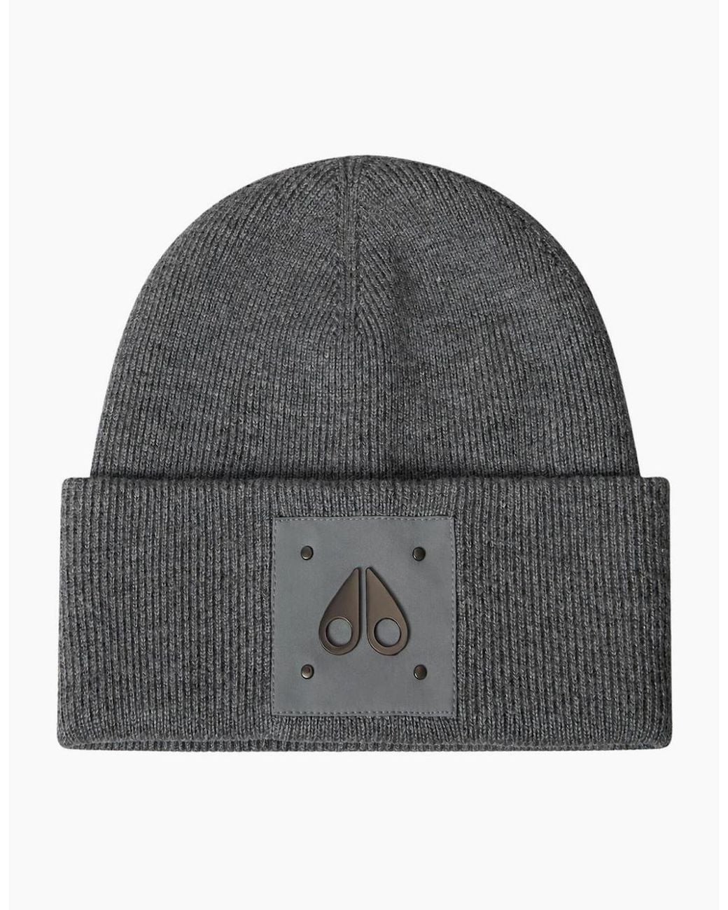 Moose Knuckles Gray Icon Logo Wool Cement Beanie for men