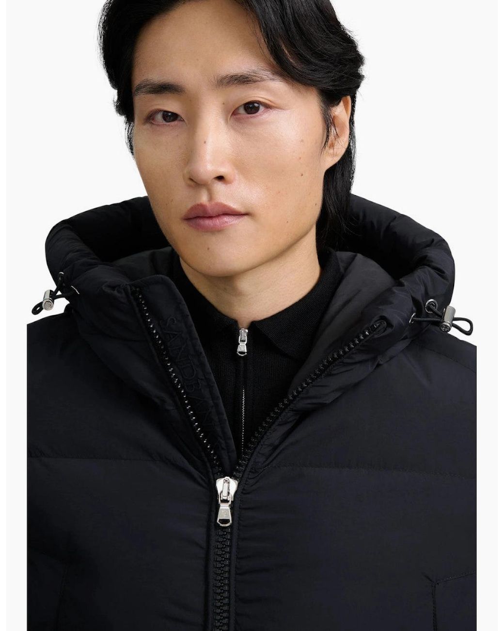 Sandbanks Black Patch Pocket Mid Puffer for men